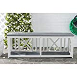 Safavieh Outdoor Collection Branco White and Ash Grey Bench, Brown For Sale
