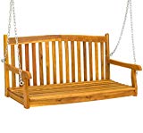 Best Choice Products 48in Wooden Porch Furniture Swing Bench for Patio, Deck, Garden w/Metal Hanging Chains – Brown Review