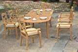 Cheap New 9 Pc Luxurious Grade-A Teak Dining Set – 94″ Oval Table And 8 Granada Stacking Arm Chairs #WHDSGR4