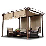 2pcs 15.5×4 Ft Pergola Shade Canopy Replacement Waterproof Polyester Cover Tan w/ Structure Valance Scalloped Edge for Outdoor Canopies Patio Lawn Yard Garden