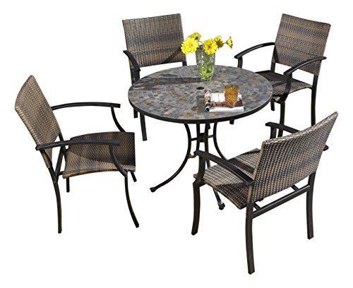 Home Styles 5601-3081 Stone Harbor 5-Piece Outdoor Dining Set, Slate Finish Review
