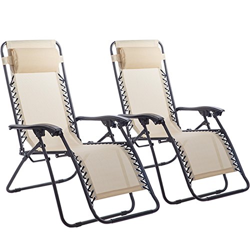 FDW New Zero Gravity Chairs Case Of 2 Lounge Patio Chairs Outdoor Yard Beach
