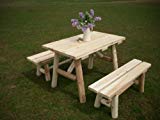 White Cedar Log Picnic Table with Detached Bench – 4 foot White Cedar Log Picnic Table with Detached Bench – 4 foot