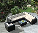 Ohana 8-Piece Outdoor Patio Furniture Sectional Conversation Set, Black Wicker with Beige Cushions – No Assembly with Free Patio Cover Review