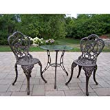 Oakland Living Hummingbird Cast Aluminum 24-Inch Glass Top Table with 3-Piece Bistro Set, Antique Bronze Review