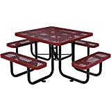 Cheap 46″ Square Expanded Metal Picnic Table, Red