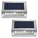 MoKo Solar Powered Wall Lights [2PCS], Waterproof PIR Motion Sensor Lights with Wide Angle Illumination Outdoor Wireless Security Night Light Lamp for Garden, Yard, Patio, Pathway, Driveway – Silver For Sale