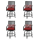 Cheap PHI VILLA Coating Old Craft Patio Swivel Height Bar Stools Armrest Chairs Set of 4-24″ Seat Height