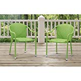 Crosley Furniture Palm Harbor Outdoor Wicker Stackable Chairs – Green (Set of 2) Review