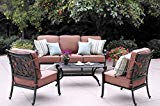 Darlee St. Cruz Cast Aluminum 4 Piece Conversation Set with Seat & Back Cushions, Antique Bronze Finish Darlee St. Cruz Cast Aluminum 4 Piece Conversation Set with Seat & Back Cushions, Antique Bronze Finish