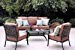 Darlee St. Cruz Cast Aluminum 4 Piece Conversation Set with Seat & Back Cushions, Antique Bronze Finish