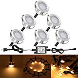 FVTLED Low Voltage LED Deck Lights Kit Waterproof Φ1.22 Outdoor Garden Patio Step Stairs Landscape Decor Recessed Lamp LED In-ground Lighting, Stainless Steel Body (6pcs, Warm White) For Sale