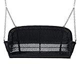 51.5” Hand Woven Black Resin Wicker Outdoor Patio Garden Porch Swing For Sale 51.5” Hand Woven Black Resin Wicker Outdoor Patio Garden Porch Swing For Sale
