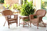 Jeco W00205_2-CES 3 Piece Wicker Chair End Table Set Without Cushion, Honey Review