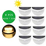 Solar Fence Lights, ALightUp 6 LED IP55 Waterproof Wall Mounted Decorative Deck Lighting, Auto ON / OFF Fence Lamp for Patio,Deck,Yard,Garden,Home,Driveway,Stairs,Outside Wall (Warm White, 8PACK) For Sale
