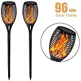 Solar Torch Lights,Yeeson Waterproof 96 LED Auto On/Off Security Garden Pathway Flame Light for Yard Patio Driveway Christmas Decoration 2Packs For Sale