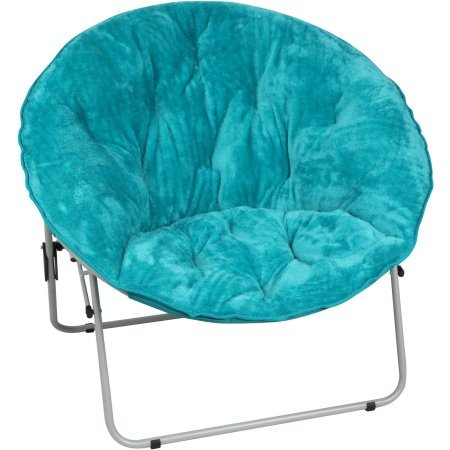 Teal Saucer Fur-Faux Over sized Chair