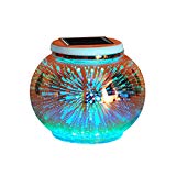 Solar Mosaic Table Lamps Yurnero Solar Powered Table Light Color Changing Crystal Glass Ball Light Indoor/Outdoor Decorations for Christmas Party Holiday Patio Table(Stars)