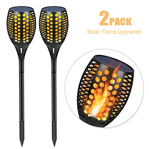 Woenergy Solar Torch Light Outdoor, Flickering Dancing Flames Lights Landscape Decoration Wireless Lighting Dusk to Dawn Waterproof Security Light for Garden Patio Deck Yard Driveway Pathway 2 Pack Review