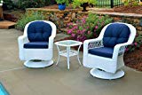 Cheap Tortuga Outdoor Biloxi 3 Piece Swivel Patio Bistro Table Set, White with Navy Cushions Cheap Tortuga Outdoor Biloxi 3 Piece Swivel Patio Bistro Table Set, White with Navy Cushions