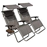 Abba Patio Zero Gravity Lounge Chair 2-Pack Oversized Adjustable Folding Recliner with Sunshade and Drink Tray Review