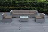Genuine Ohana Outdoor Patio Wicker Furniture Sectional Coversation 7pc Gray Wicker Sofa Set (Sunbrella Taupe) Review