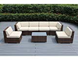 Ohana 7-Piece Outdoor Patio Furniture Sectional Conversation Set, Mixed Brown Wicker with Beige Cushions – No Assembly with Free Patio Cover For Sale Ohana 7-Piece Outdoor Patio Furniture Sectional Conversation Set, Mixed Brown Wicker with Beige Cushions – No Assembly with Free Patio Cover For Sale