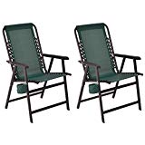 2 pcs of Folding Arm Chair Outdoor Textilene Steel Frame with Cup Holder Green 2 pcs of Folding Arm Chair Outdoor Textilene Steel Frame with Cup Holder Green