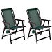 2 pcs of Folding Arm Chair Outdoor Textilene Steel Frame with Cup Holder Green
