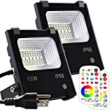 MELPO 15W LED Flood Light Outdoor, Color Changing RGB Floodlight with Remote, 120 RGB Colors, Warm White to Daylight Tunable, IP66 Waterproof, US 3-Plug (2 Pack) Review