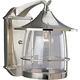 Progress Lighting P5764-09 1-Light Wall Lantern with Wire Frames and Clear Seeded Glass, Brushed Nickel Progress Lighting P5764-09 1-Light Wall Lantern with Wire Frames and Clear Seeded Glass, Brushed Nickel