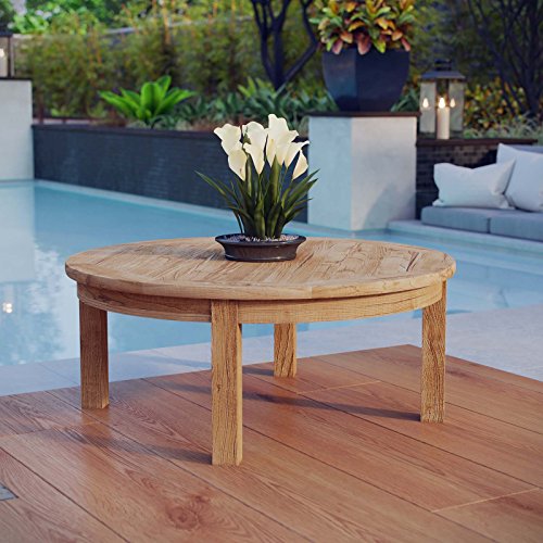 Modway Marina Teak Wood Outdoor Patio Round Coffee Table in Natural Review