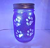 Paw Print Mason Jars Purple Fairy Lights Set of 2 Paw Print Mason Jars Purple Fairy Lights Set of 2