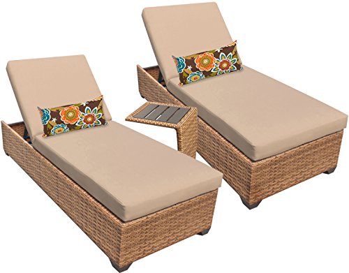 TK Classics LAGUNA-2x-ST Laguna Chaise Outdoor Wicker Patio Furniture with Side Table, Set of 2, Wheat Review