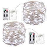 Cheap AMIR Led Fairy String Lights, 16.4ft 50 Led Starry Fairy Lights With Remote Control, 8 Modes Waterproof Decorative Lights For Outdoor Bedroom Garden Wedding Christmas (Battery Operated – Pack of 2)
