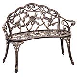 BestMassage Patio Garden Bench Bronze Park Yard Furniture Cast Aluminum Rose Antique