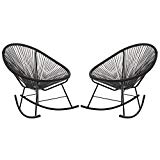 Acapulco Woven Basket Rocking Chair, Set of 2, Black
