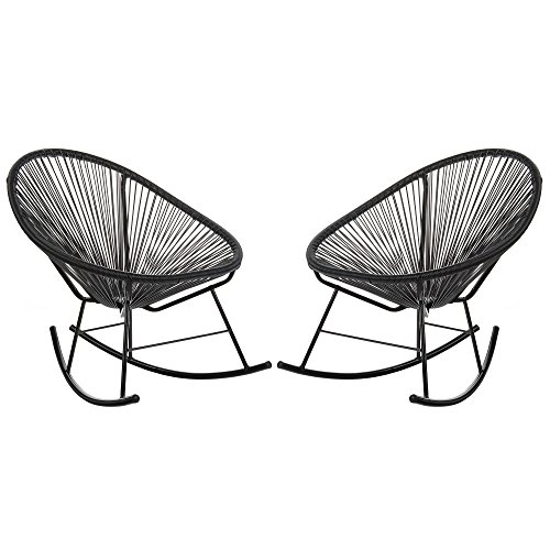 Acapulco Woven Basket Rocking Chair, Set of 2, Black