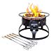 Camp Chef Redwood Portable Propane Fire Pit with 4 Roasting Sticks, Black