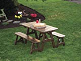 Outdoor 6 Foot Pine Picnic Table with 2 Benches Detached – PAINTED- Amish Made USA -Coffee