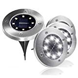 GoZheec Solar Power Ground Buried Lights,8 LED Outdoor Landscape Lighting,IP65 Waterproof Wireless Uplighting Lighting for Path Garden Yard Driveway Lawn Pathway White（4-Pack） For Sale