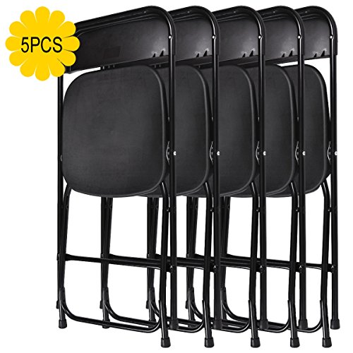 LAZYMOON 5-Pack Black Plastic Folding Chair Outdoor Patio Garden Wedding Party Event Furniture Chairs Review