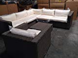 Cheap Distressed Outdoor Wicker Sectional Sofa Chair Coffee Table Patio Furniture Set