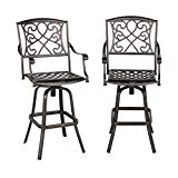 Yaheetech Set of 2 Outdoor Cast Aluminum Patio Chair 360 Degree Swivel Bar Stool Patio Furniture Antique Copper Design For Sale