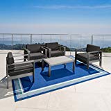Crested Bay Patio Furniture | Outdoor Grey Aluminum 5 Piece Club Chair Chat Set with Dark Grey Water Resistant Cushions Crested Bay Patio Furniture | Outdoor Grey Aluminum 5 Piece Club Chair Chat Set with Dark Grey Water Resistant Cushions