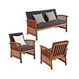 Cheap Southern Enterprises Catania 3 Piece Patio Sofa Set in Oiled Brown
