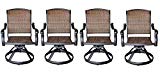 Patio Outdoor Santa Clara Swivel Rocker Dining Chairs Set of 4 Solid Cast Aluminum Furniture Dark Bronze For Sale