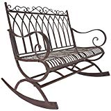 Cheap Titan Outdoor Metal Rocking Bench Chair Porch Patio Garden Deck Decor Rust Color