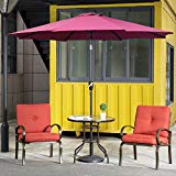 Cheap Cloud Mountain 4 Piece Patio Bistro Set Outdoor Patio Umbrella Patio Furniture Set Wrought Iron Bistro Sets Tempered Glass Round Table, Brick Red Tan