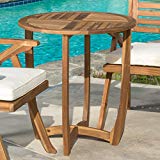 Great Deal Furniture Navarro | Round Wood Outdoor Accent Table | Perfect for Patio | with Teak Finish Review Great Deal Furniture Navarro | Round Wood Outdoor Accent Table | Perfect for Patio | with Teak Finish Review